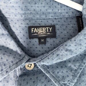 Faherty Reserve Linen Button-Down Shirt Men’s Medium Blue Micro Dot